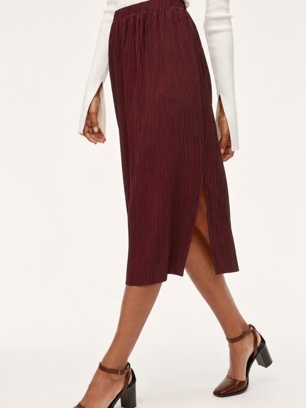 Aritzia Wilfred Celesse Pleated Midi Skirt Sz XS